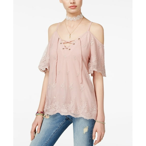 American Rag Juniors Cold Shoulder Top  Pale Mauve M