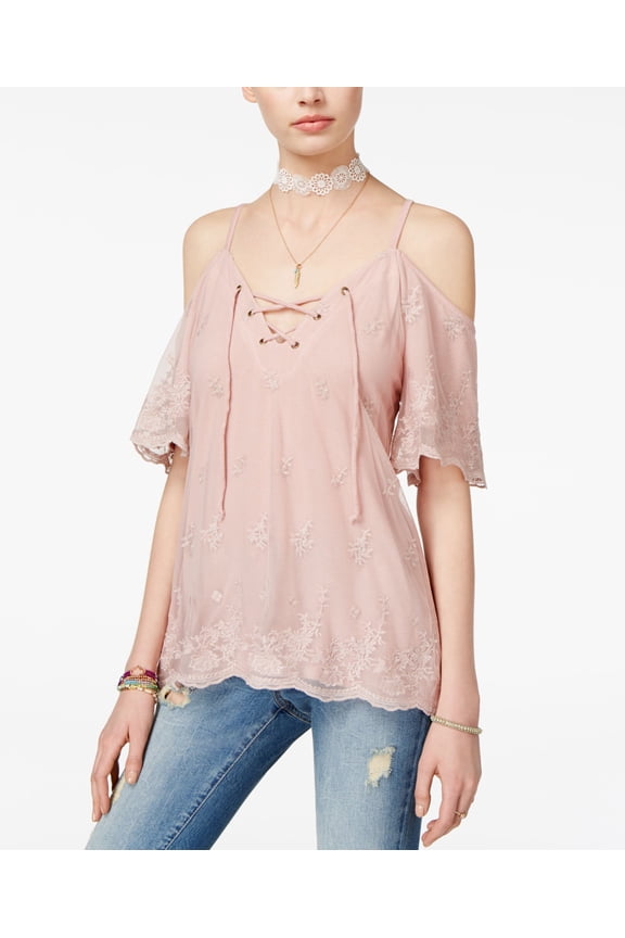 Juniors Cold Shoulder Top Pale Mauve XL