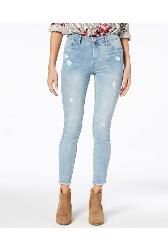 Juniors Cotton Ripped Skinny Jeans Light Denim 3