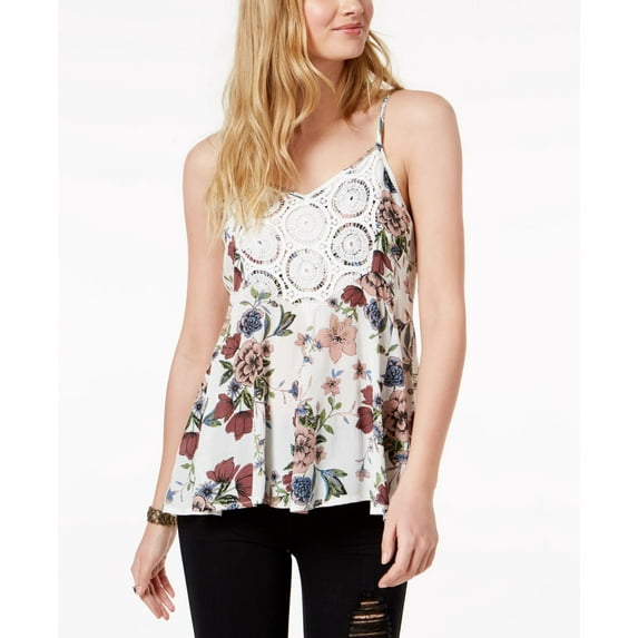 American Rag Juniors Crochet Trim Tank Top Egret Combo XS