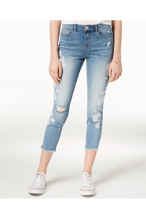 Juniors Embroidered Ripped Cropped Skinny Jeans Langston 5