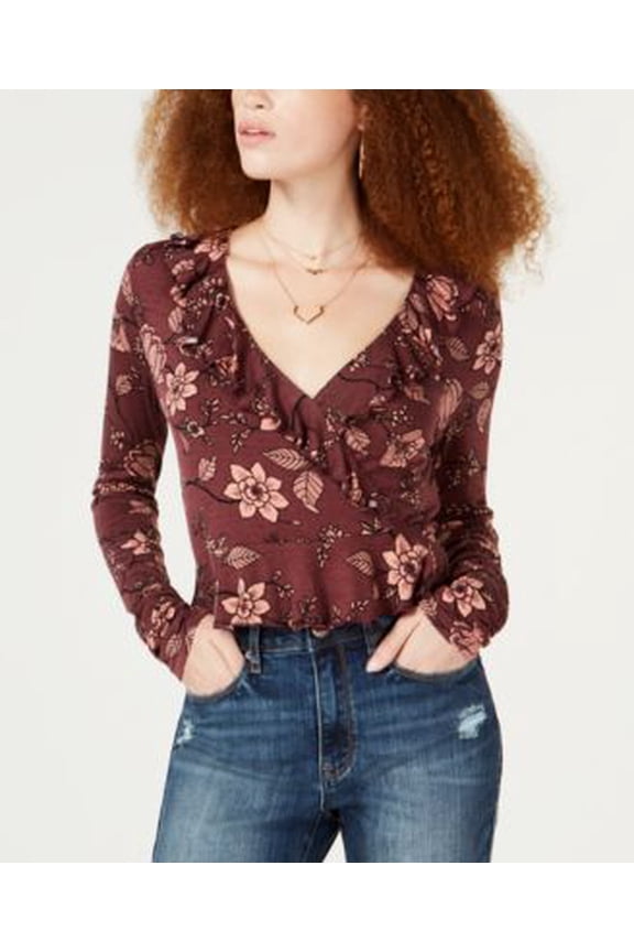 Juniors Floral Print Ruffled Top;XL