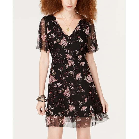 American Rag Juniors Floral Print Tie Back Dress Evening Sand S