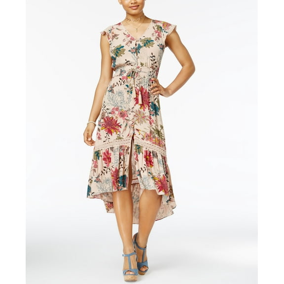 American Rag Juniors High Low Peasant Dress Rose Dust S