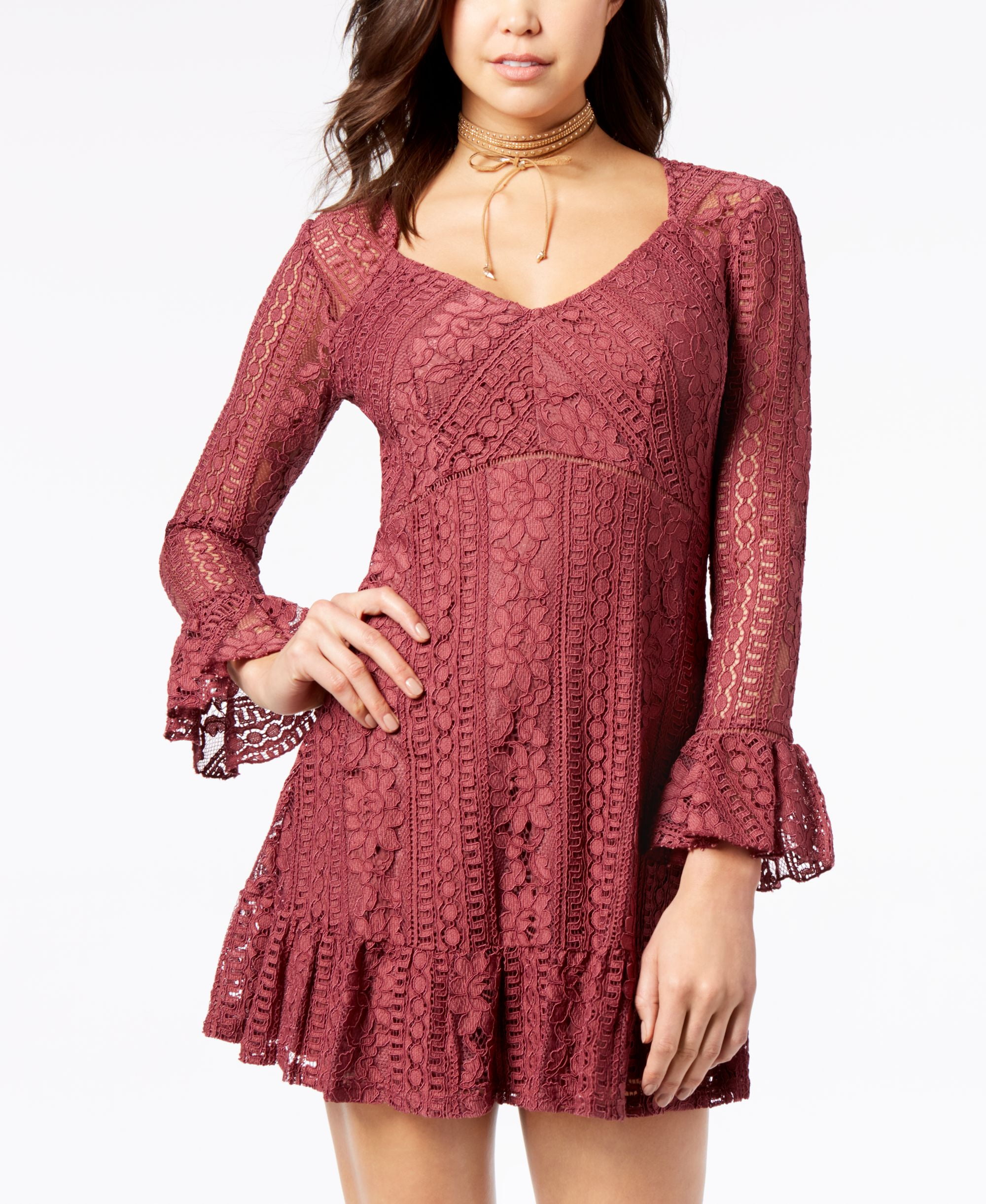 American Rag Juniors Lace Empire Waist Dress Bright Mauve 2XS American Rag Juniors Lace Empire Waist Dress Bright Mauve 2XS