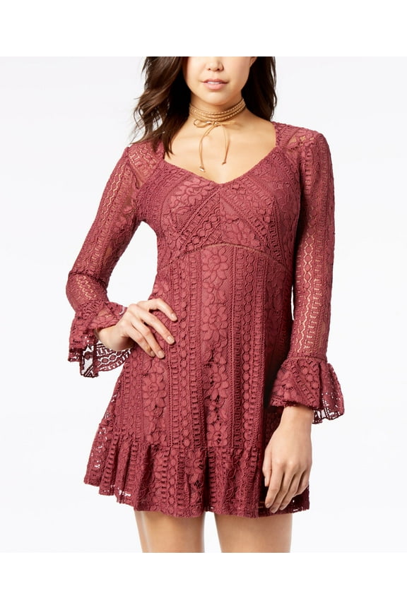 Juniors Lace Empire Waist Dress Bright Mauve 2XS