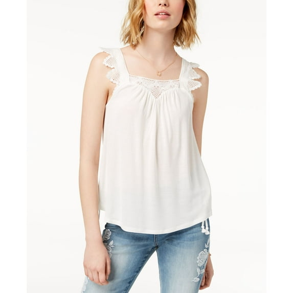 American Rag Juniors Lace Trim Tank Top Egret XS