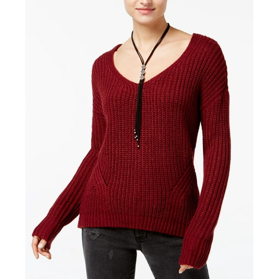 American Rag Juniors Lace Up Back Sweater Wine XS