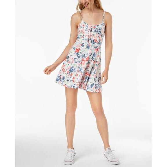 American Rag Juniors Lace Up Fit Flare Dress Egret L