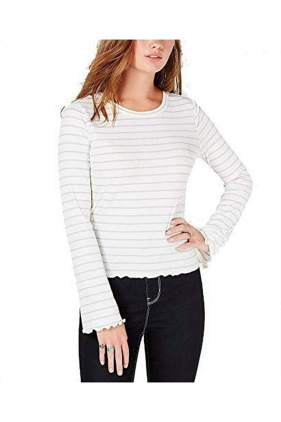 Juniors' Lace-Up Top (Grey Combo, L)