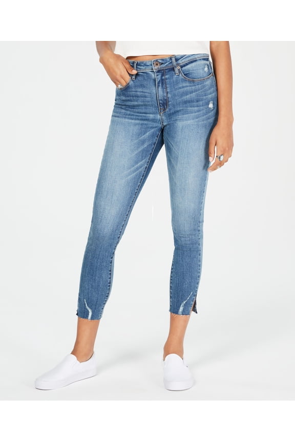 Juniors' Mid-Rise Razor Raw-Hem Skinny Jeans (Cazadero, 9)