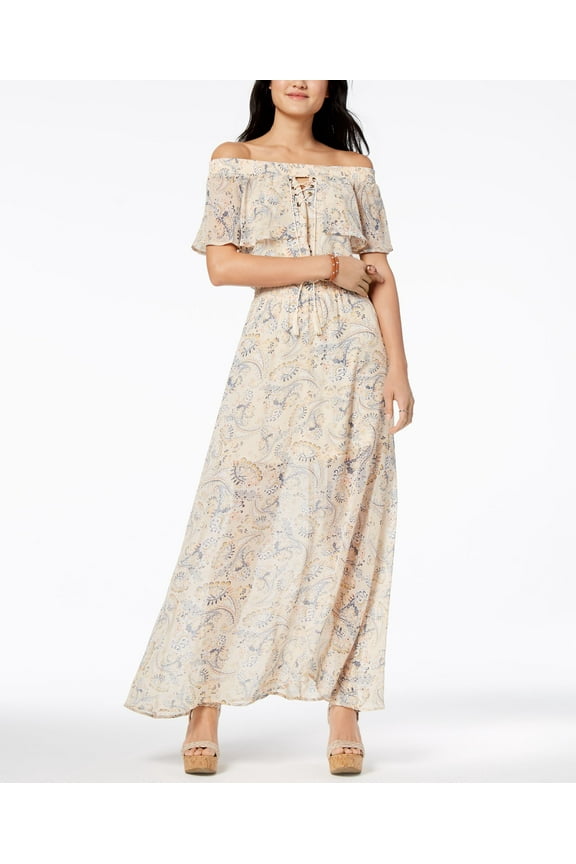 Juniors Off The Shoulder Peasant Dress Egret XS