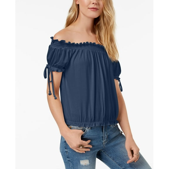 American Rag Juniors Off The Shoulder Top Indigo Dye XS