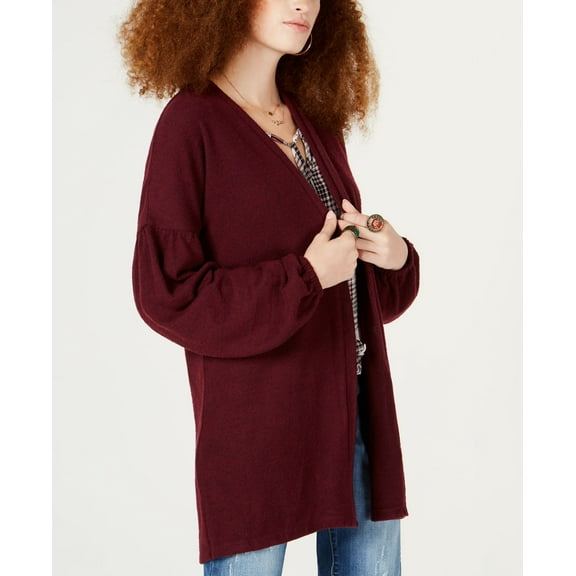 American Rag Juniors Open Front Blouson Sleeve Cardigan Zinfandel S