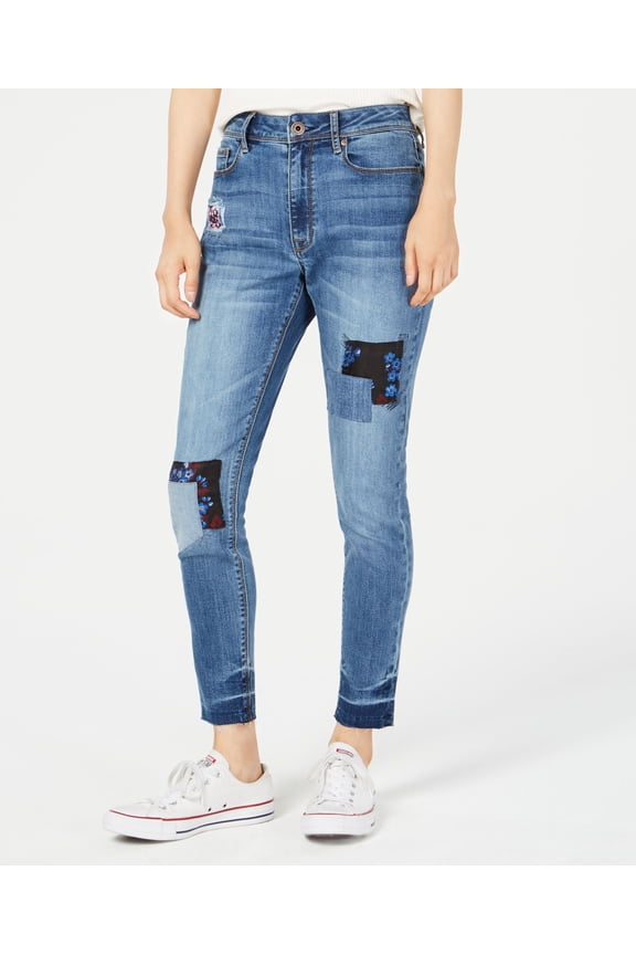 Juniors Patchwork Skinny Jeans Brocado 13