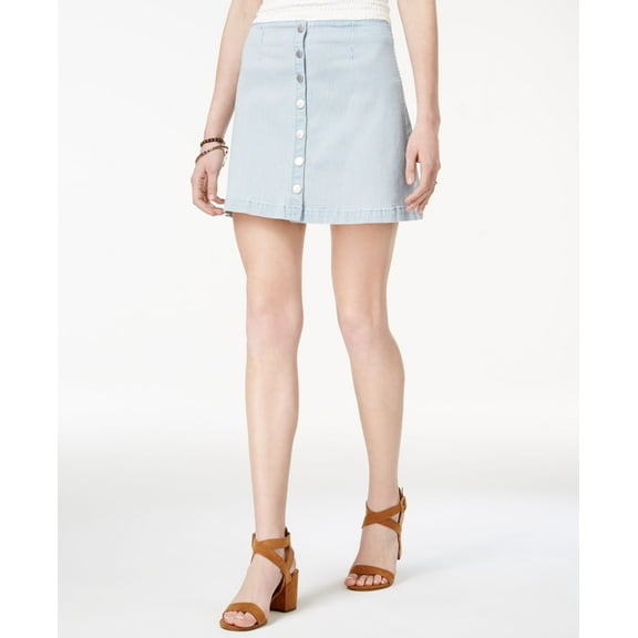 American Rag Juniors' Pinstriped Denim A-Line Skirt Militia Wash 3 Womens