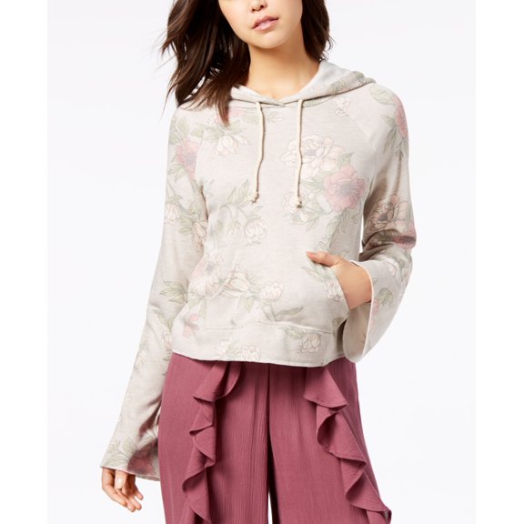 American Rag Juniors Printed Bell Sleeve Hoodie Floral Print S