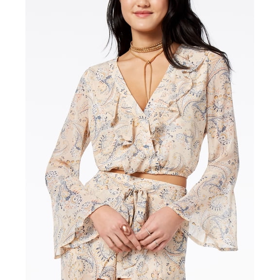American Rag Juniors Printed Crop Top Cream 2XL