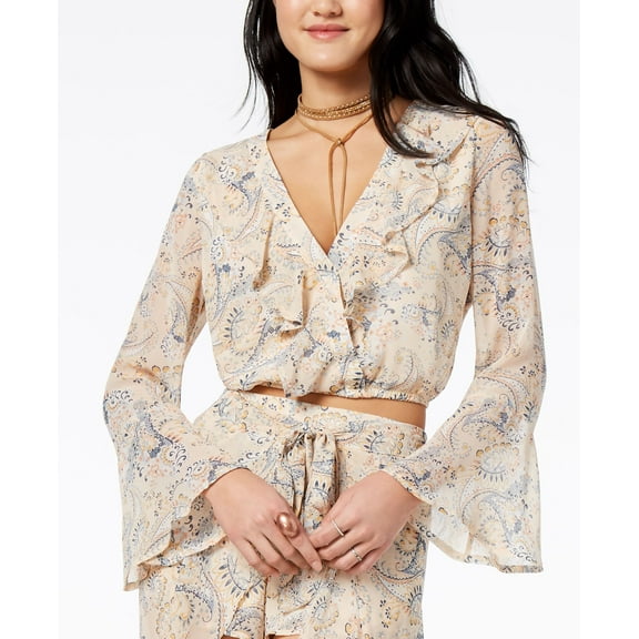 American Rag Juniors Printed Crop Top Cream M