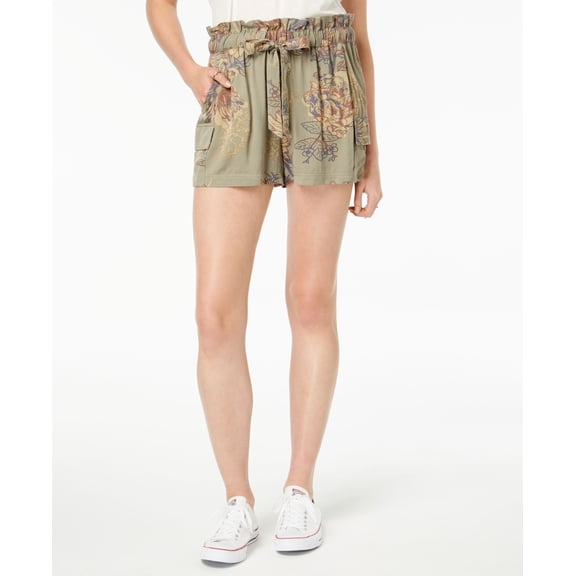 American Rag Juniors Printed Drawstring Cargo Shorts Silver Sage Combo S