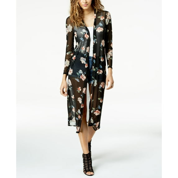American Rag Juniors Printed Mesh Kimono Classic Black Combo XS
