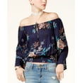 thumbnail image 1 of American Rag Juniors Printed Off The Shoulder Crop Top Blue Floral M, 1 of 1