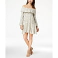 thumbnail image 1 of American Rag Juniors Printed Off The Shoulder Dress Oxford Tan Combo XL, 1 of 1