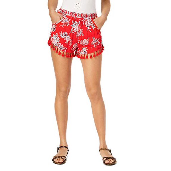 American Rag Juniors' Printed Tassel Soft Shorts Tropical Punch S