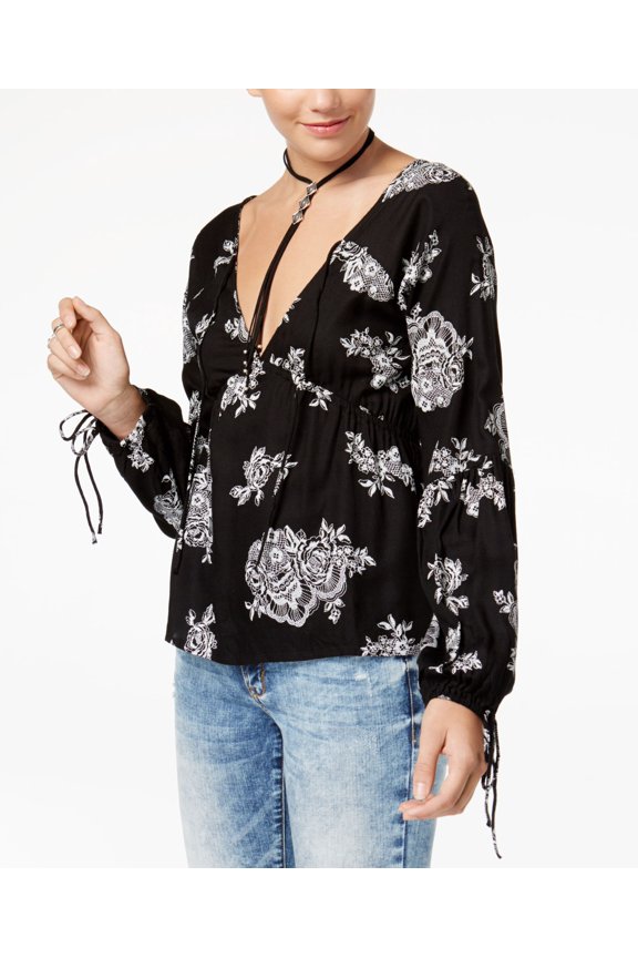 Juniors Puff Printed High Low Top Black Combo L