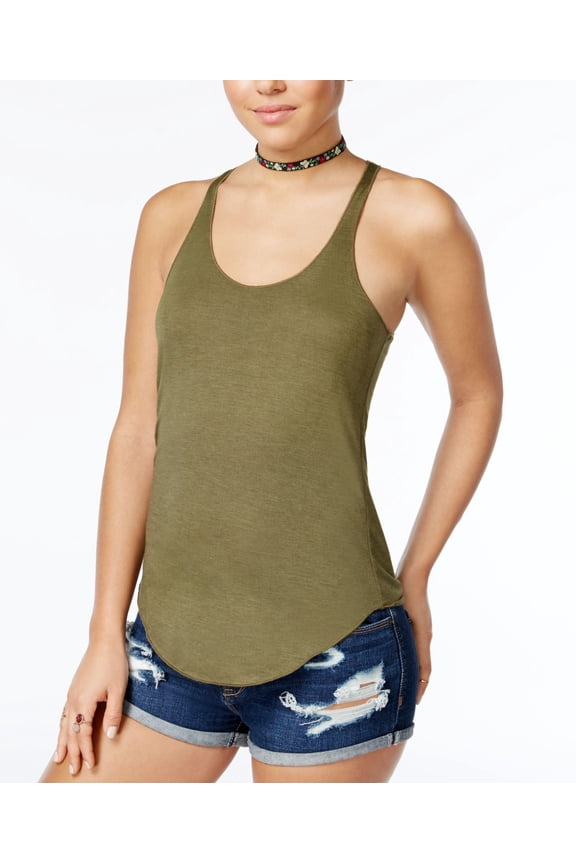 Juniors Racerback Tank Top Dusty Olive 2XS