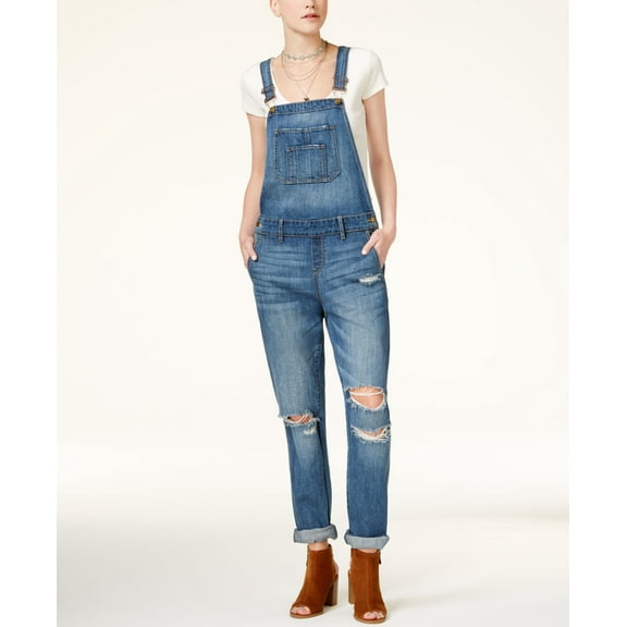 American Rag Juniors Ripped Cuffed Overalls Denim 13