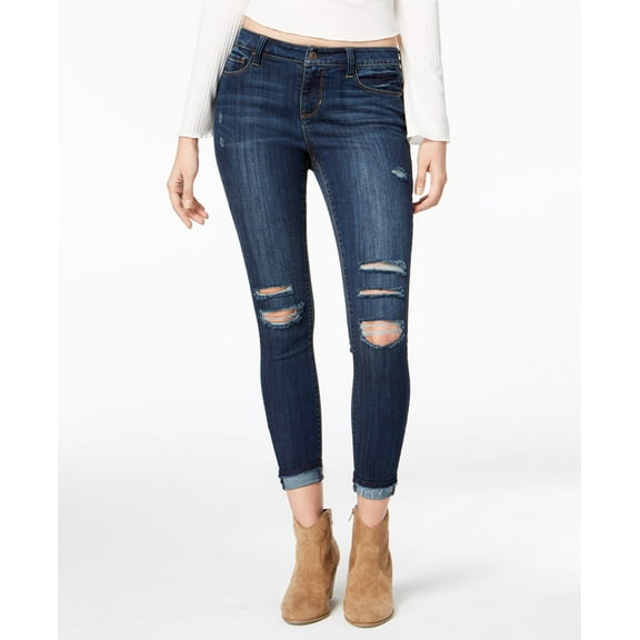 American Rag Juniors Ripped Cuffed Skinny Ankle Jeans Jerry 0