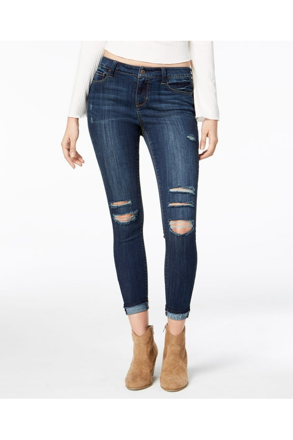 Juniors Ripped Cuffed Skinny Ankle Jeans Jerry 0