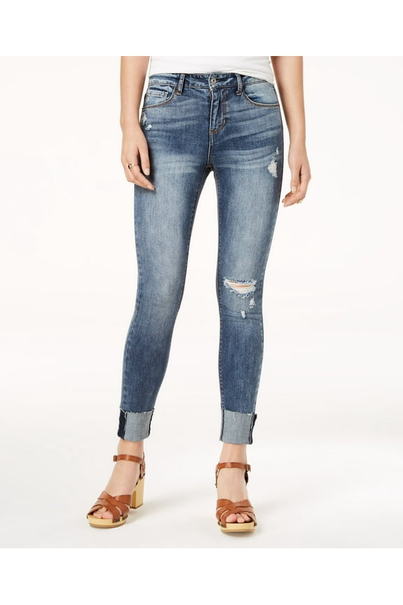 Juniors Ripped Cuffed Skinny Jeans Tucker 0