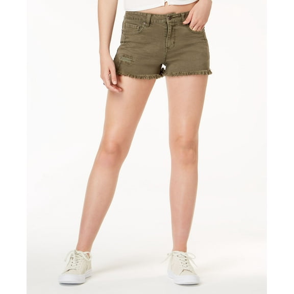 American Rag Juniors Ripped Cutoff Denim Shorts Olive 13