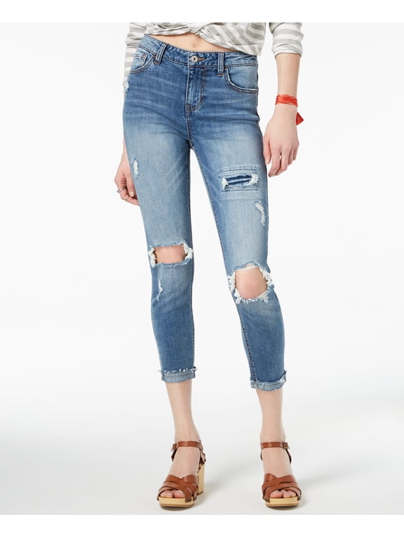 Juniors Ripped Skinny Jeans Blue 13