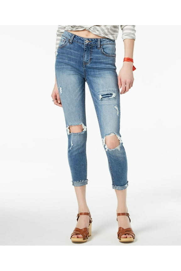 Juniors Ripped Skinny Jeans Blue 3