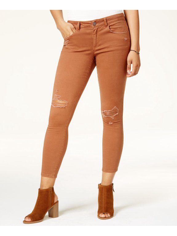 Juniors Ripped Twill Pants Brown 5