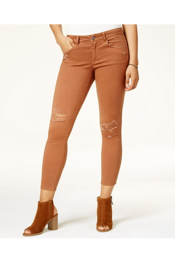 Juniors Ripped Twill Pants Brown 5