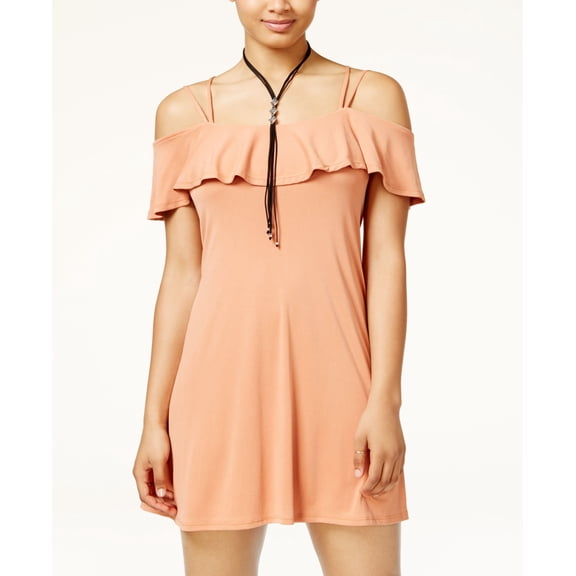 American Rag Juniors Ruffled Cold Shoulder Dress Orange S