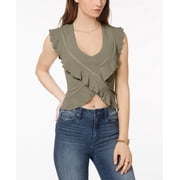American Rag Juniors Ruffled Crop Top Dusty Olive XL