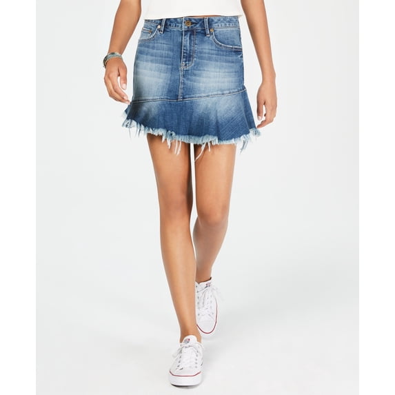 American Rag Juniors Ruffled Denim Mini Skirt Seadrift 3