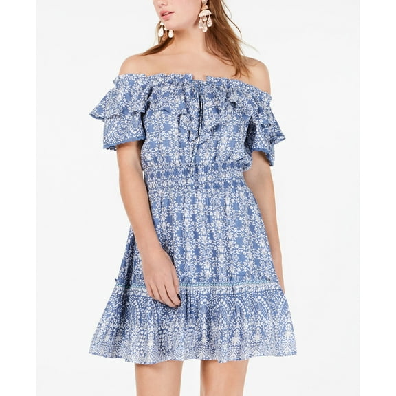 American Rag Juniors Ruffled Off The Shoulder Dress;S