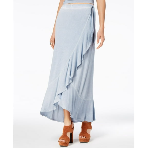 American Rag Juniors Ruffled Wrap Skirt Blue L