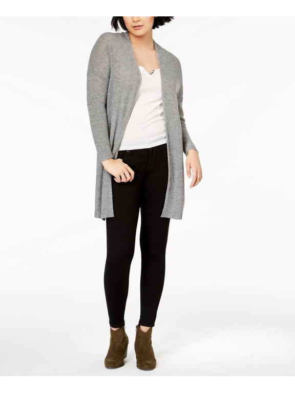 Juniors Solid Duster Cardigan Heather Grey 2XL