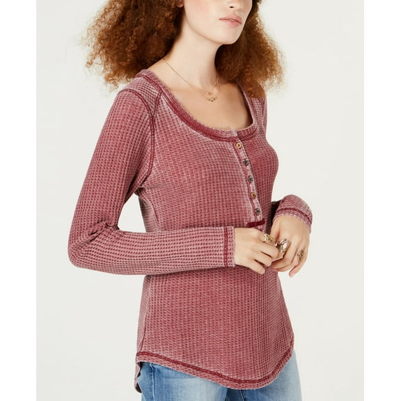 American Rag Juniors Thermal Henley Top Pomegranate S