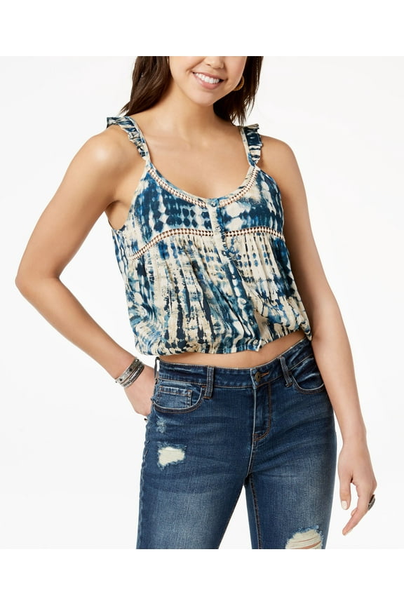 Juniors Tie Dyed Crop Top Oxford Tan Combo L