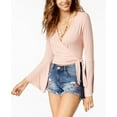 thumbnail image 1 of American Rag Juniors Tie Front Bell Sleeve Crop Top Fresco Pink M, 1 of 8