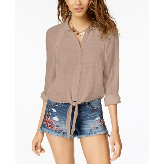 American Rag Juniors Tie Front Shirt Fresco Pink 2XS