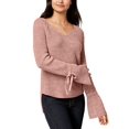 thumbnail image 1 of American Rag Juniors' Tie-Trim Bell-Sleeved High-Low Sweater (Pale Mauve, L), 1 of 1